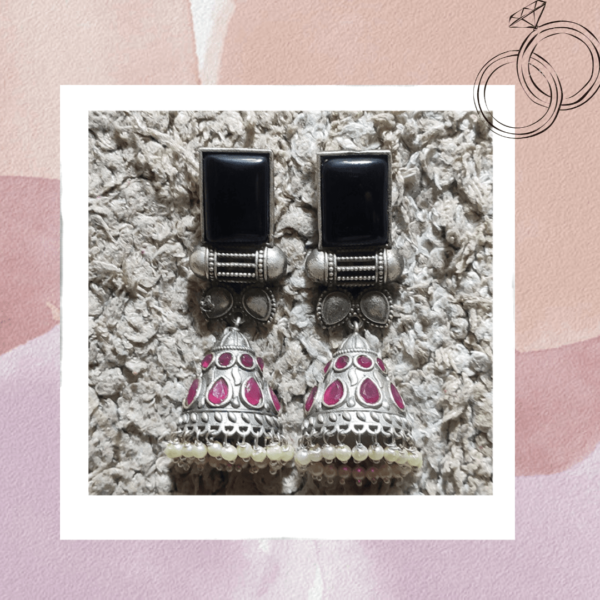 Crystal Silver Plated Jhumkas