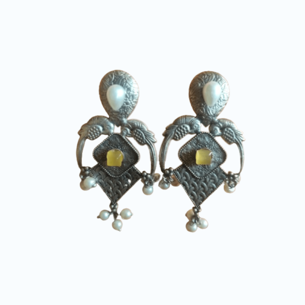 Oxidized Parrot Domed Earrings