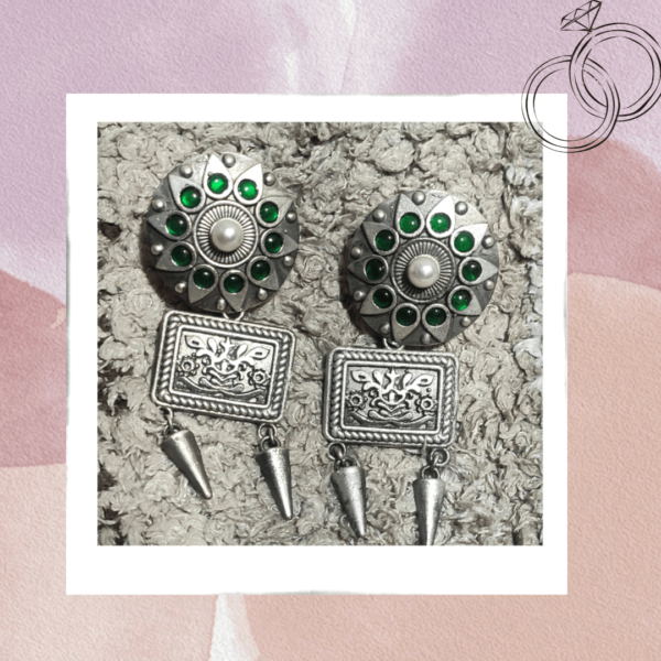 Tribal Silver Drop Earrings Oxi
