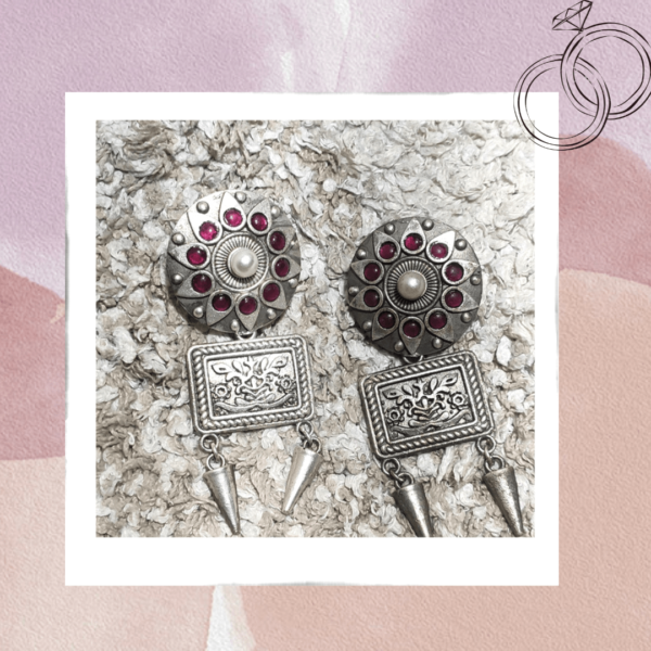 Tribal Silver Drop Earrings Oxi