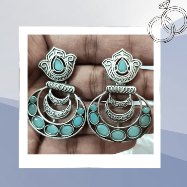 Aqua Circular Stud Earrings