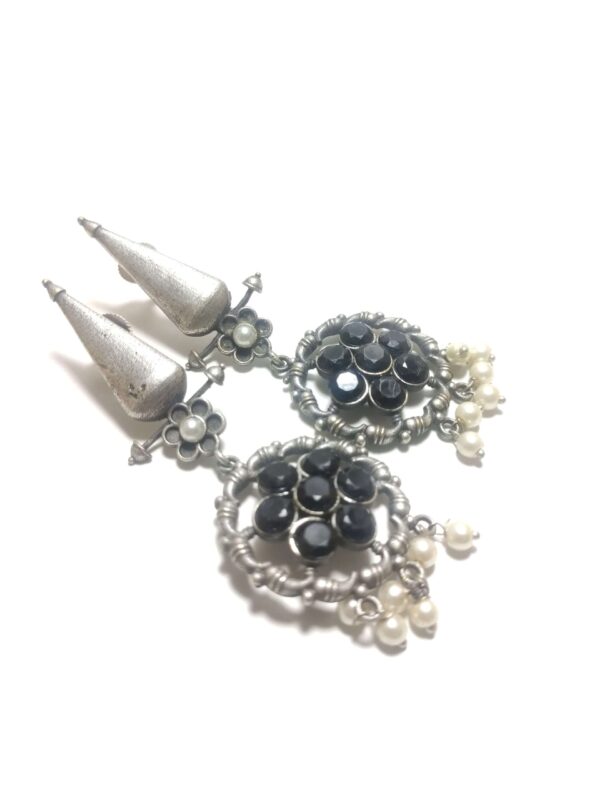 Handmade Oxi-Silver Plated Drop Earrings
