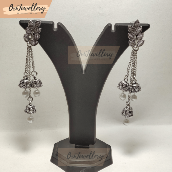Oxi 3 Layer Silver Jhumka