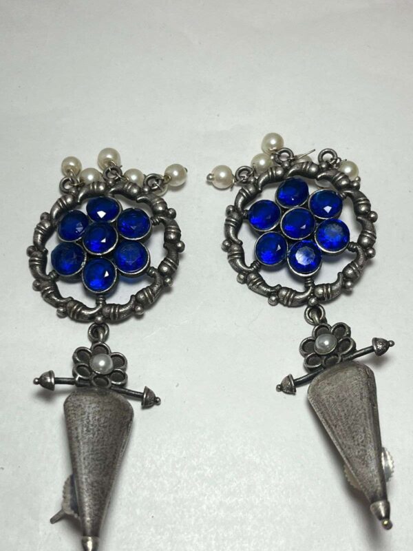 Handmade Oxi-Silver Plated Drop Earrings